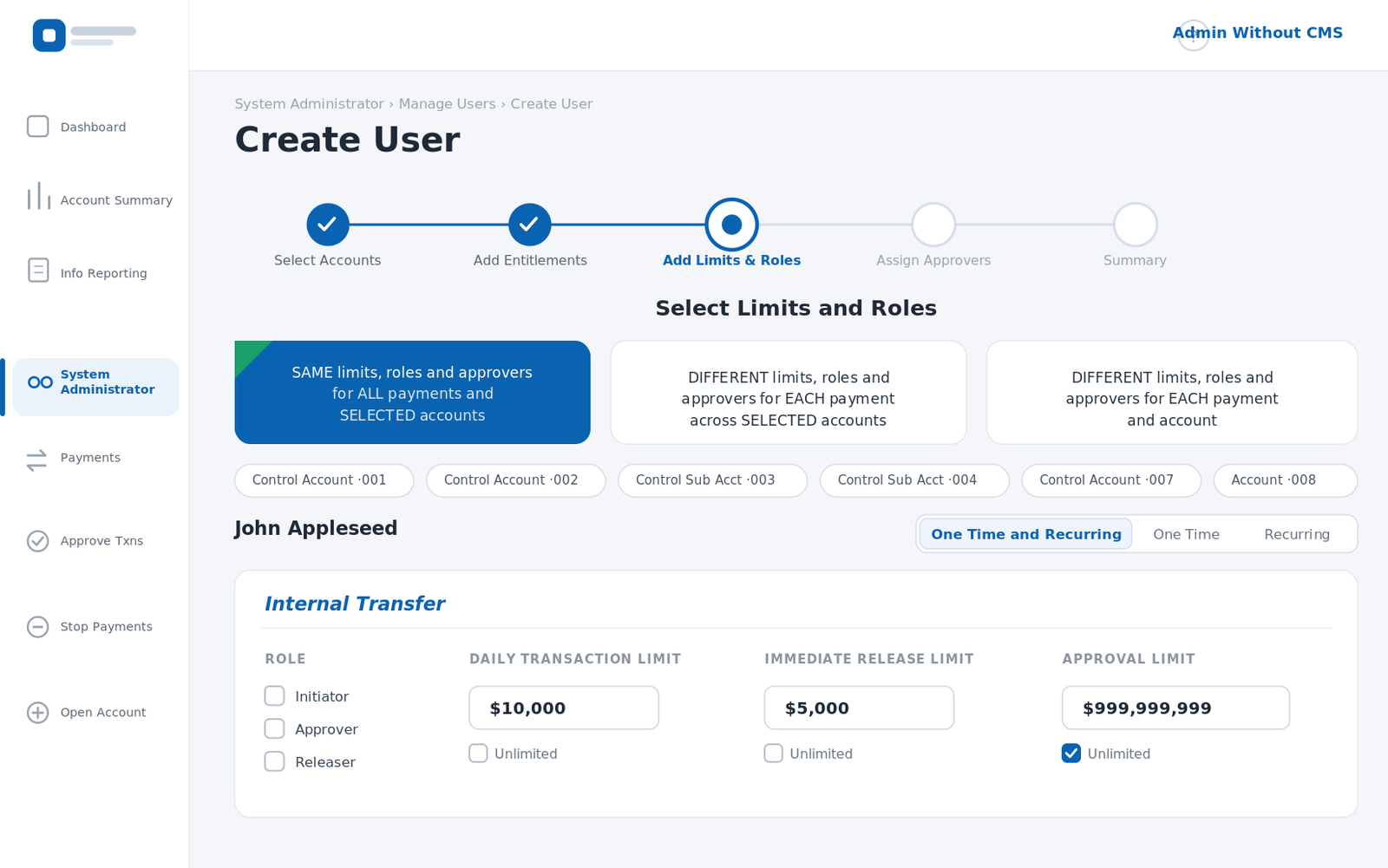 Create User — same limits, the simple path