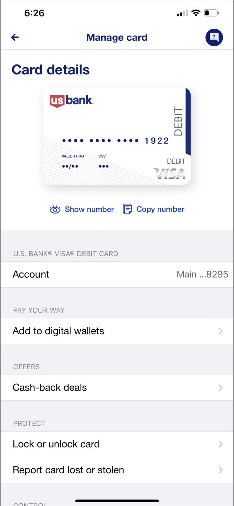Manage enrolled cards