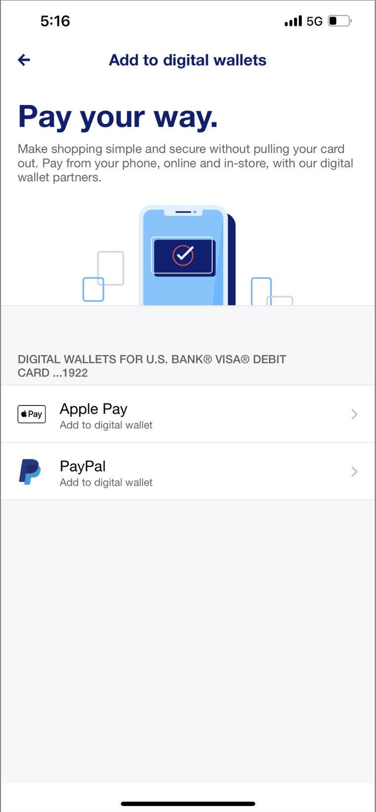 Pay your way screen